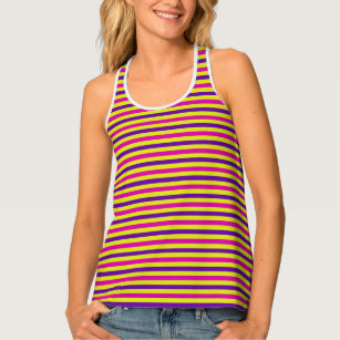 Purple, Pink and Mustard Yellow Vintage Stripes Tank Top