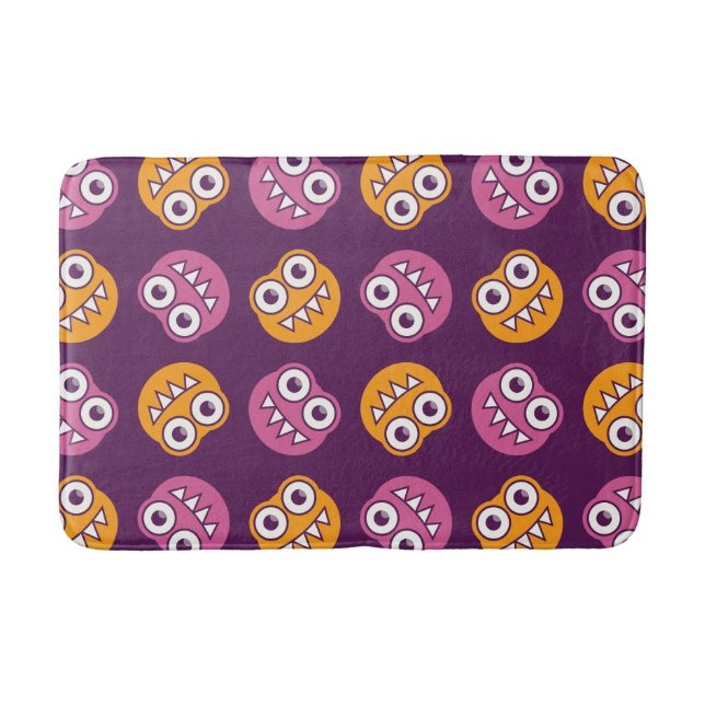 Purple Pink And Orange Cute Bugs Pattern Bath Mat (Front)