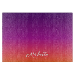 Purple, pink and orange gradient ombre cutting board