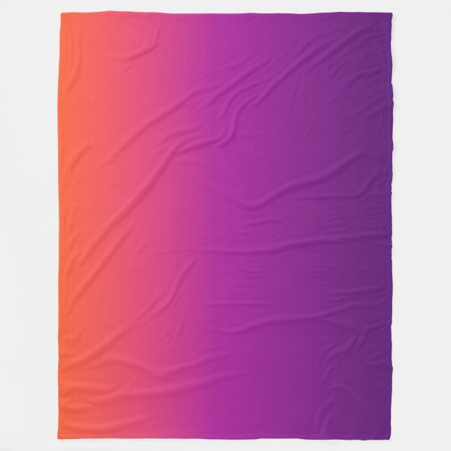 Purple, pink and orange gradient ombre fleece blanket (Front)