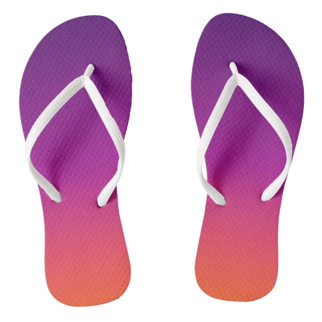 Purple, pink and orange gradient ombre flip flops (Footbed)