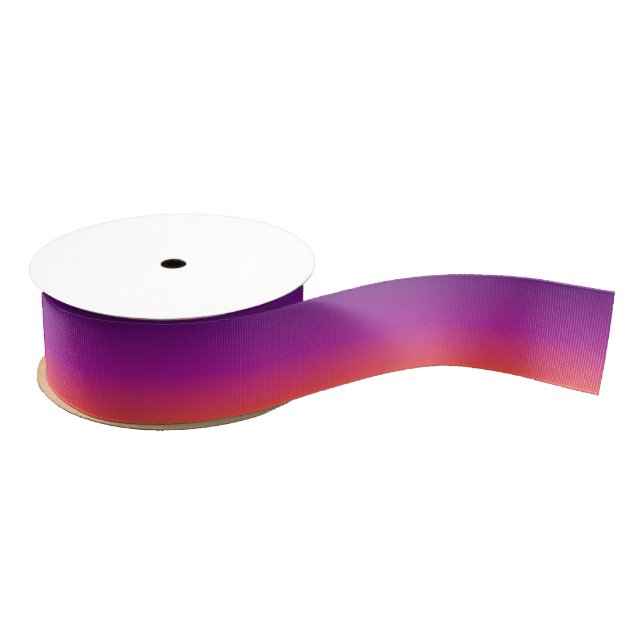 Purple, pink and orange gradient ombre grosgrain ribbon (Spool)