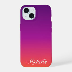 Purple, pink and orange gradient ombre iPhone 15 case