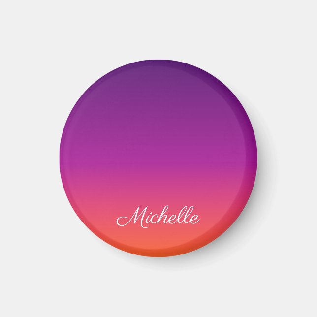 Purple, pink and orange gradient ombre magnet (Front)