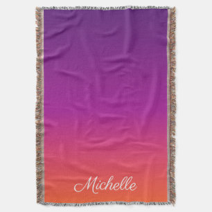 Purple, pink and orange gradient ombre throw blanket