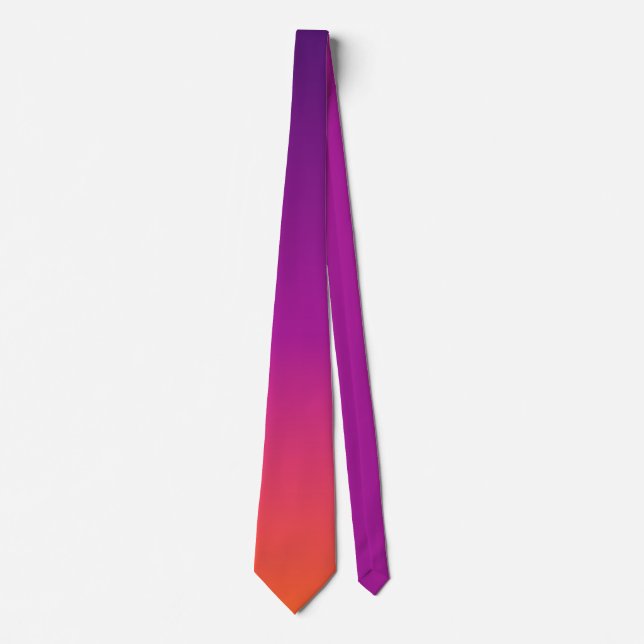 Purple, pink and orange gradient ombre tie (Front)