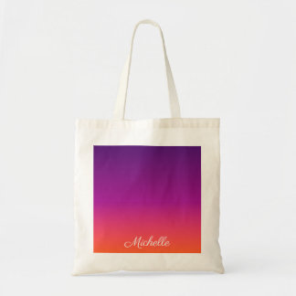 Purple, pink and orange gradient ombre tote bag