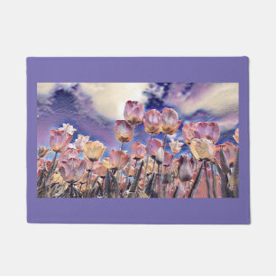 Purple pink and orange tulips doormat