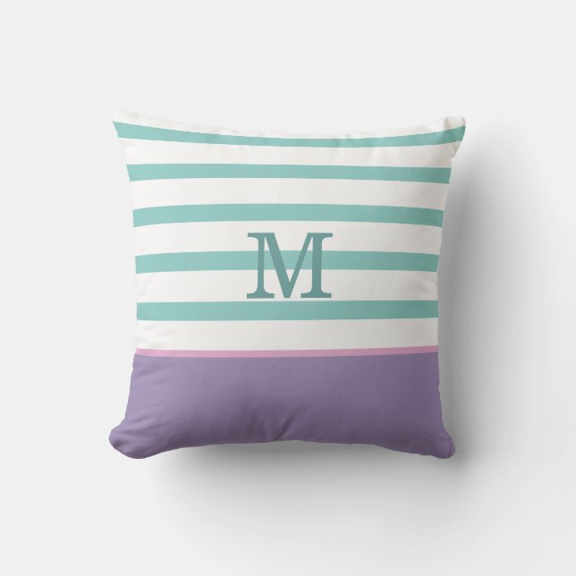 Purple, Pink and Teal Monogram Cushion (Front)
