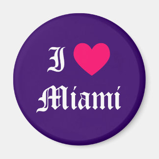 Purple Pink and White I Love Miami Magnet