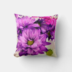 Purple, pink and white mums pillow