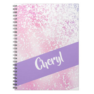 Purple, pink and white ombre glitter notebook