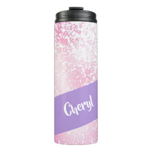 Purple, pink and white ombre glitter thermal tumbler