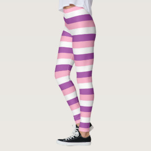 Purple, Pink and White Stripes Leggings