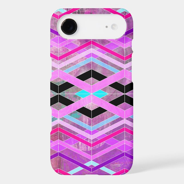 Purple Pink & Aqua Geometric Crossing Stripes Case-Mate iPhone Case (Back)