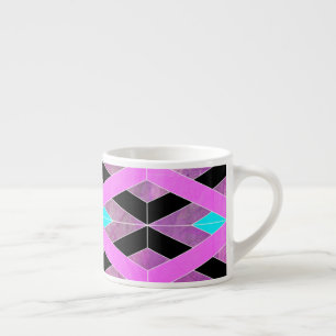 Purple Pink & Aqua Geometric Crossing Stripes Espresso Cup