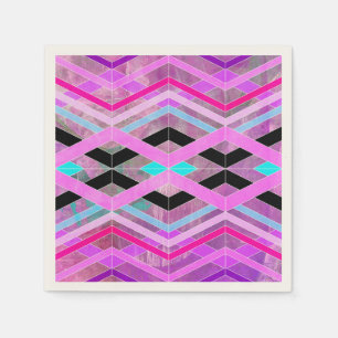 Purple Pink & Aqua Geometric Crossing Stripes Napkin
