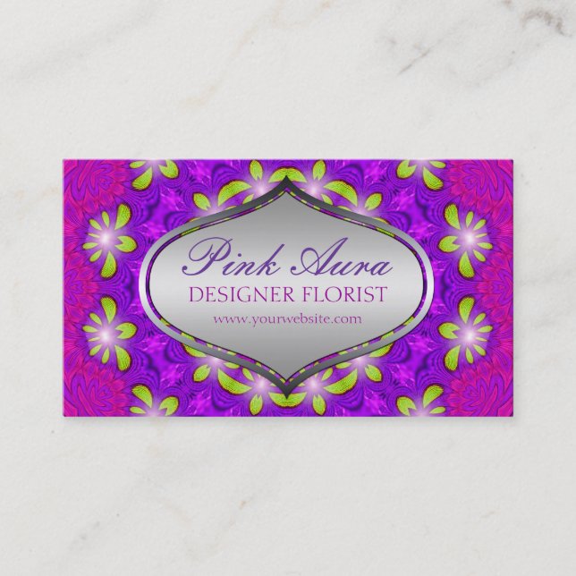 Purple Pink Aura Floral Glow Business Cards (Front)