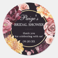 Purple Pink Autumn Floral Bridal Shower Classic Ro