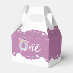 Purple Pink Baby Girl Sweet One 1st Birthday Donut Favour Box