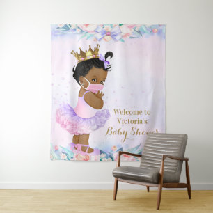 Purple Pink Baby With Mask Baby Shower L Backdrop Tapestry