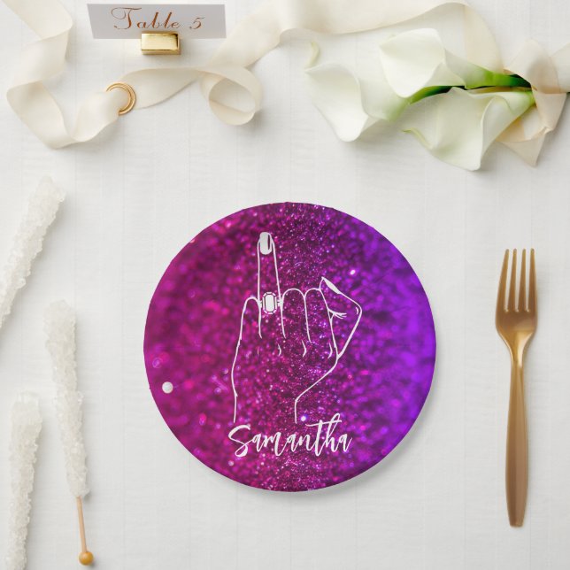 Purple Pink Bachelorette Party | Bridal Party Paper Plate (Wedding)