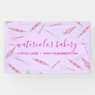 Purple Pink Bakery Utensils Homemade Chef Banner