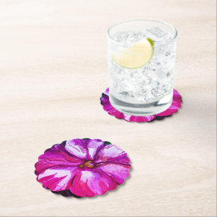 Purple Pink Balsam Flower Drink Paper Coaster