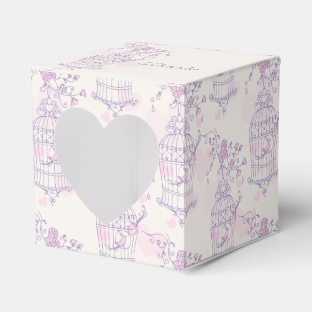 Purple pink bird thank you heart wedding favour bo favour box (Front Side)