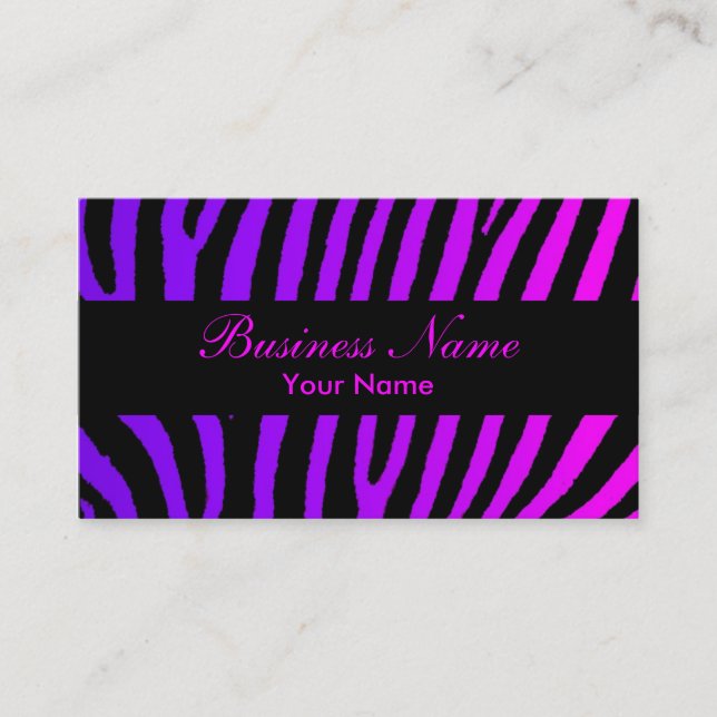 Purple pink black zebra stripes custom cards (Front)