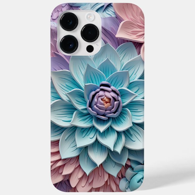 PURPLE PINK BLUE 3-D PAPER LOOK FLOWERS Case-Mate iPhone CASE (Back)
