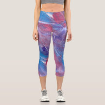 Purple Pink Blue Abstract High Waisted Capris