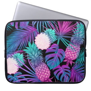 PURPLE PINK BLUE AQUA TROPICAL PLANTS LAPTOP SLEEVE