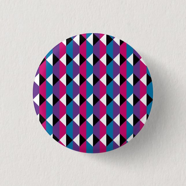Purple, Pink, Blue, Black and White Diamond 3 Cm Round Badge (Front)