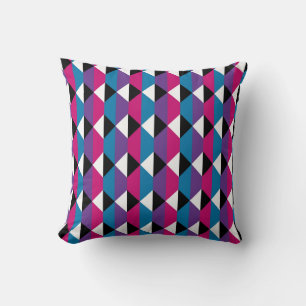 Purple, Pink, Blue, Black and White Diamond Cushion