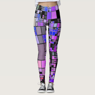 Purple pink blue black geometric art cool Leggings
