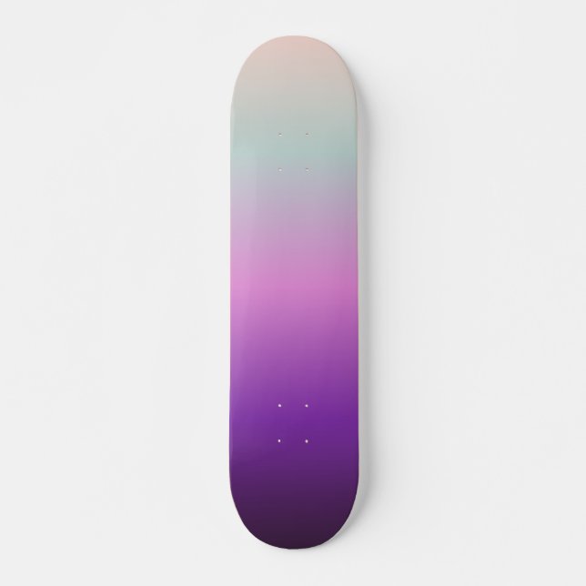 purple pink blue blurry gradient colours skateboard (Front)