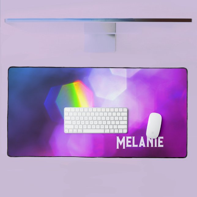 Purple Pink Blue Bright Dazzling Prism Rainbow Desk Mat (Creator Uploaded)
