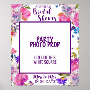 Purple Pink & Blue Flower Bridal Shower Photo Prop Poster