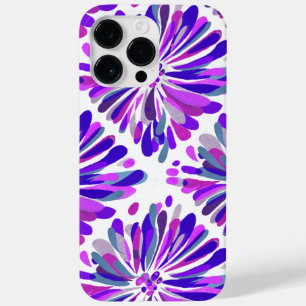 Purple Pink Blue Grey Chrysanthemum Floral Pattern Case-Mate iPhone 14 Pro Max Case