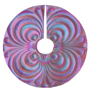 Purple Pink Blue Iridescent Design Brushed Polyester Tree Skirt