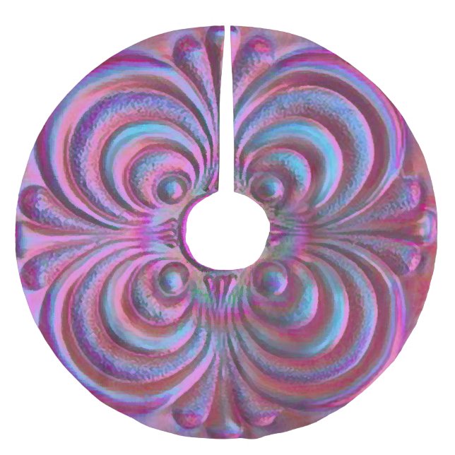 Purple Pink Blue Iridescent Design Brushed Polyester Tree Skirt (Front)