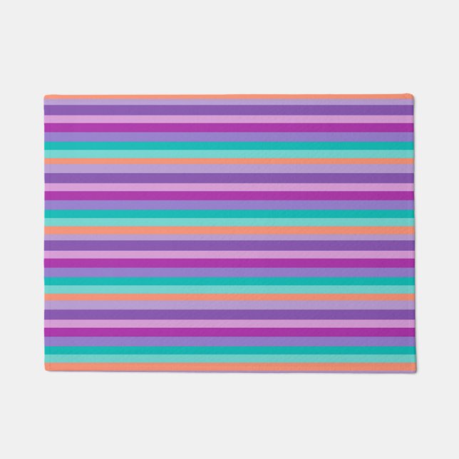Purple,Pink & Blue Lines   Door Mat (Front)