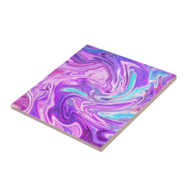 Purple Pink Blue Marble Ceramic Tile Abstract (Side)