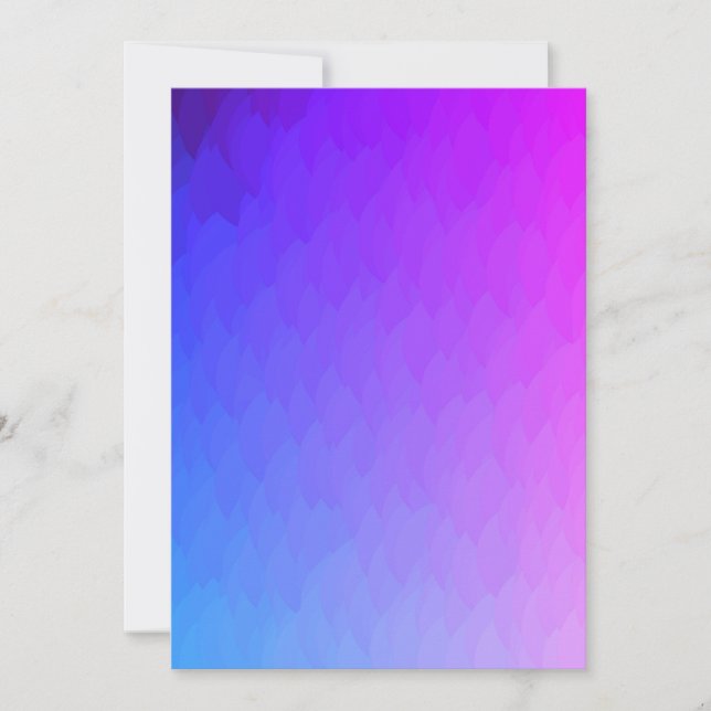 Purple pink blue ombre flame invitation (Front)
