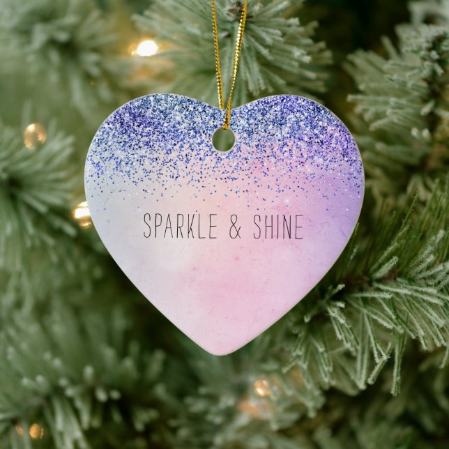 Purple Pink Blue Ombre Glitter Ceramic Tree Decoration (Tree)