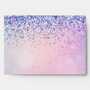 Purple Pink Blue Ombre Glitter Envelope