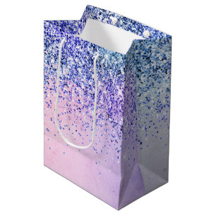 Purple Pink Blue Ombre Glitter Medium Gift Bag