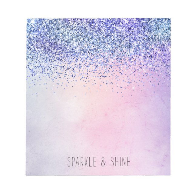 Purple Pink Blue Ombre Glitter Notepad (Front)