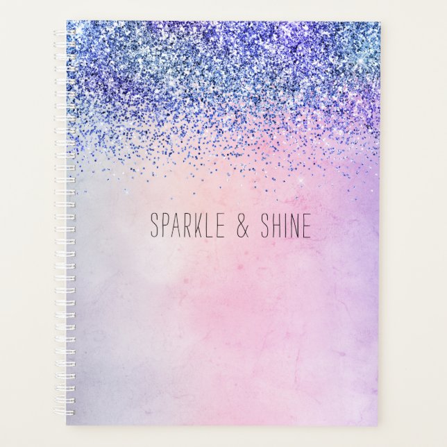 Purple Pink Blue Ombre Glitter Planner (Front)
